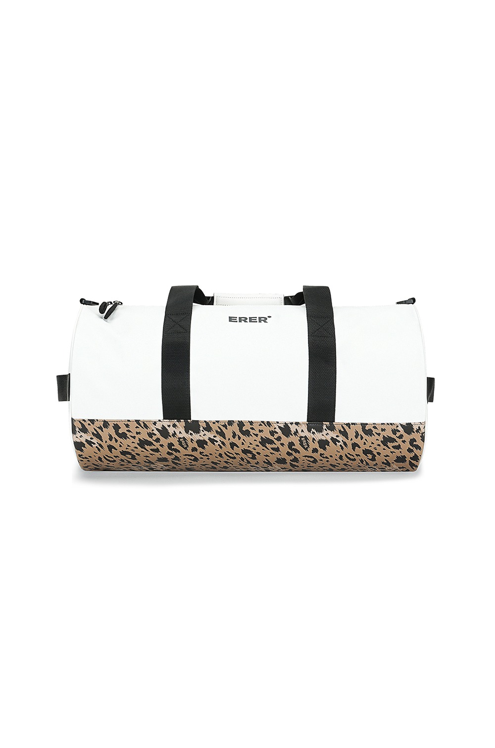 Signature leopard roll boston bag - White